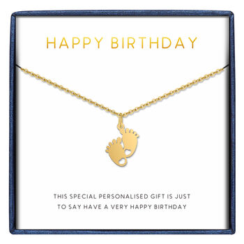 Personalised Engrave Baby Feet Pendant Necklace With Heart Symbol, 2 of 5