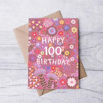 100th Birthday Card For Women, Floral 100th Card, For Her, 4 of 4