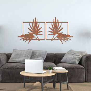 Set Of Two Metal Palm Leaves Wall Art Tropical Decor, 8 of 11