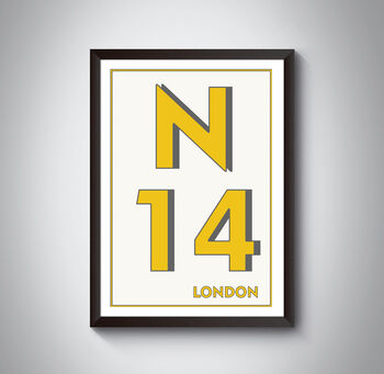 N14 Southgate London Postcode Typography Print, 3 of 10