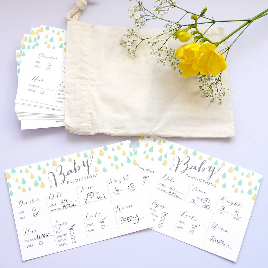 Baby Shower Prediction Cards Pack Of Eight By Intwine Design Original Baby Shower Prediction Game Cards Baby Shower Prediction Game Cards