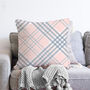 Tartan Soft Pink And Grey Plaid Pillow Cover, thumbnail 1 of 3