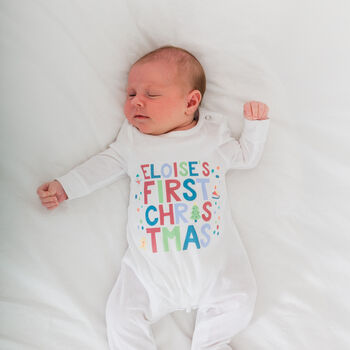 Personalised Any Wording Baby First Christmas Babygrow, 4 of 11