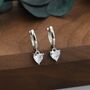 Heart Cz Huggie Hoop In Sterling Silver, thumbnail 4 of 12