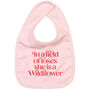 In A Field Of Roses She Is A Wildflower Slogan Baby Bib, thumbnail 1 of 2