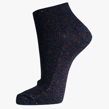 Women's Glitter Anklet Socks Black Rainbow, 2 of 2