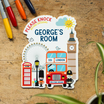 Personalised London Bus Bedroom Door Sign, 2 of 12