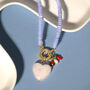 Blue Agate Bead And Rose Quartz Heart Necklace, thumbnail 2 of 6