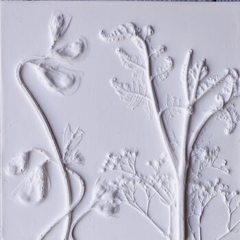 Sweet Peas, Fern And Ladies Mantle Plaster Cast Plaque, 2 of 5