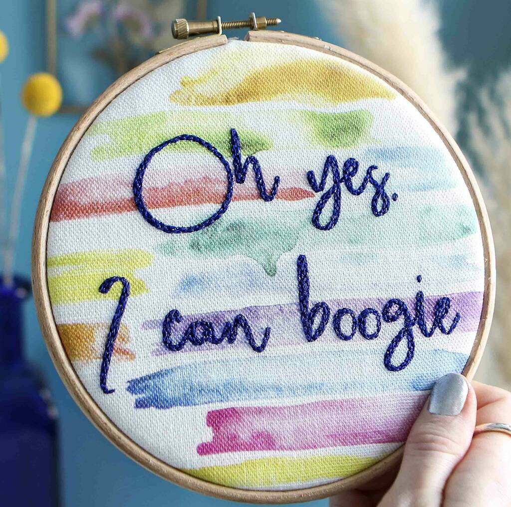 I Can Boogie Happy Embroidery Stitch Craft Kit Gift, 1 of 4