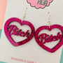 Hot Pink Glitter Bitch Earrings, thumbnail 2 of 2