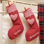 Red Gingham Heart Christmas Stocking, thumbnail 1 of 6