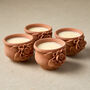 Terracotta Rose Clay Pot Candles Handmade Box Of Four, thumbnail 1 of 6