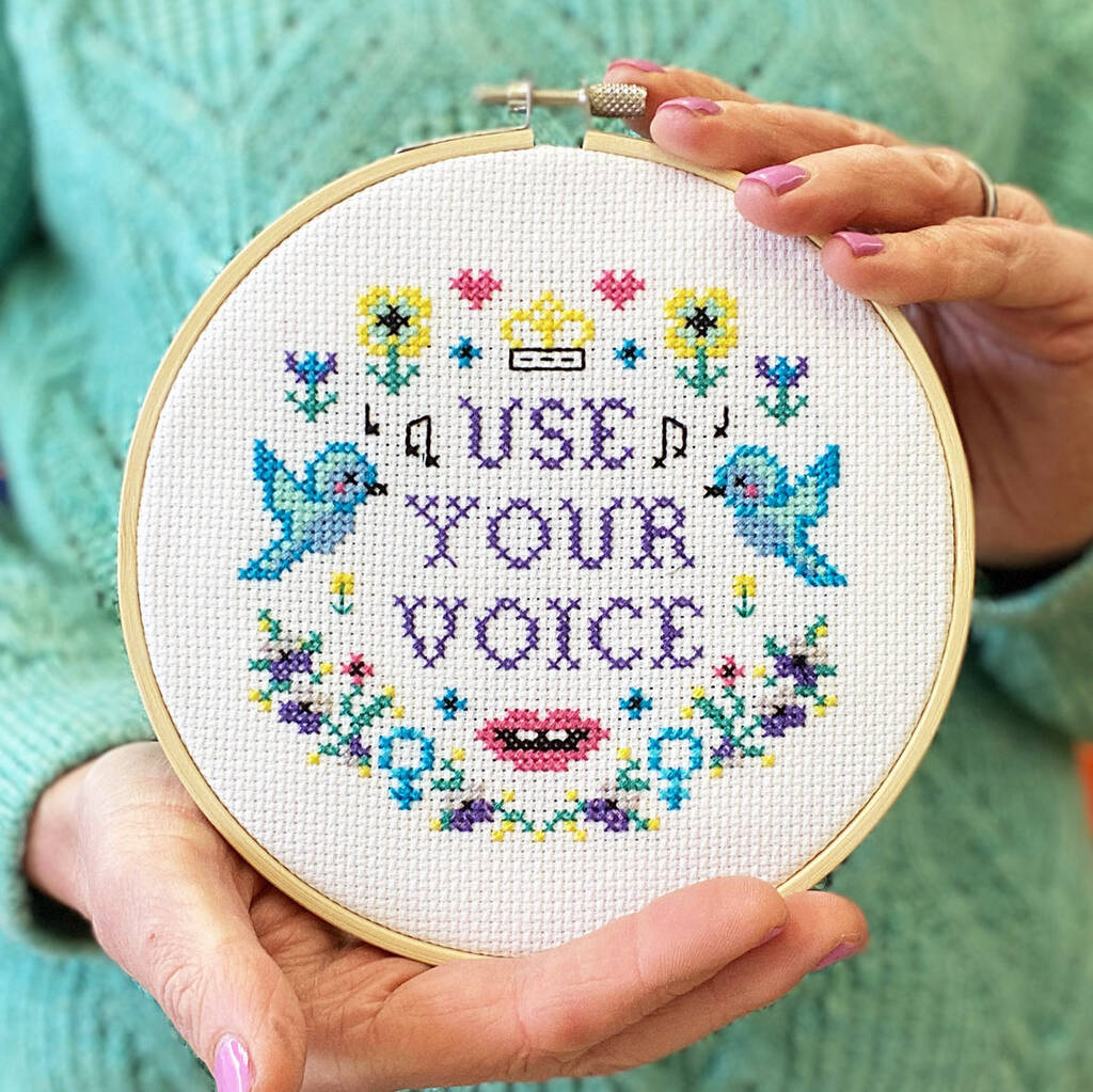 'Use Your Voice' Cross Stitch Kit, 1 of 5