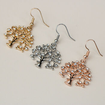 Crystal Detail Tree Dangle Earrings, 5 of 6