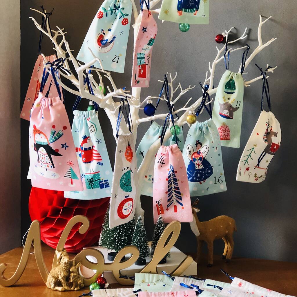Christmas Advent Calendar Hanging Bags By Lily & Giraffe