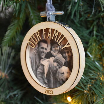 Personalised Family Photo Wooden Christmas Decoration, 3 of 6