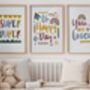 Nursery Print Set Of Three Super, Happy And Loved, thumbnail 1 of 5