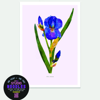 Iris Amas Botanical Eco Art Print. One Print = One Tree, 2 of 6