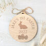Personalised Easter Bunny Round Wooden Decoration, thumbnail 1 of 5