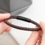 Personalised Men's Woven Brown Leather Bracelet, thumbnail 2 of 9