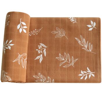 Extra Large Brown Leaf Bamboo Muslin, 3 of 3