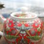 Two Cup Teapot In Red Strawberry Thief Design, thumbnail 8 of 12