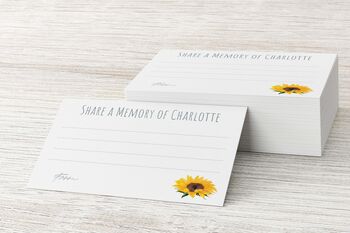 Sunflower Funeral Memory Cards, 2 of 3