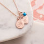 Rose Gold Vermeil Monogram And Birthstone Necklace, thumbnail 2 of 9
