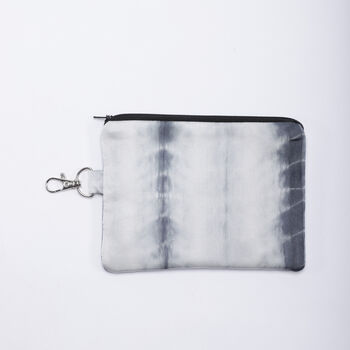 Tie And Dye Grey Silk Zipped Pouch Bag, 5 of 5