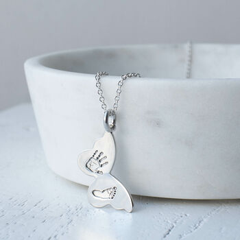 Silver Handprint And Footprint Butterfly Necklace, 3 of 7