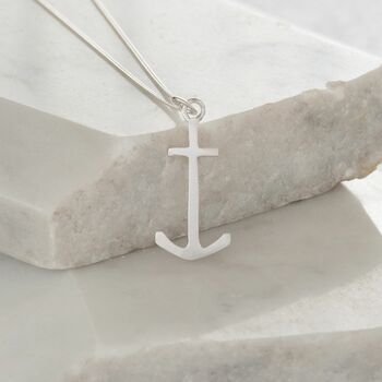 Anchor Pendant Necklace Sterling Silver, 3 of 8