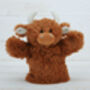 Scottish Highland Brown Cow Hand Puppet + Gift Bag, thumbnail 6 of 6