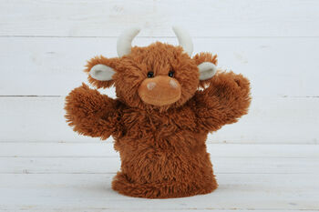 Scottish Highland Brown Cow Hand Puppet + Gift Bag, 6 of 6
