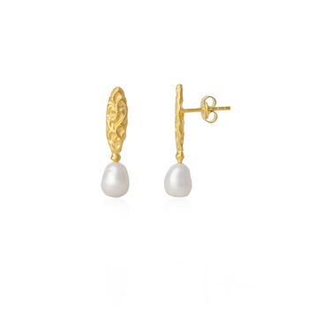 Drop Baroque Pearl Natural Textured Earring, 3 of 4