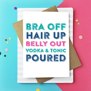 Bra Off Hair Up Belly Out Greeting Card, 6 of 6