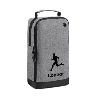 Running Shoe Bag Embroidered With Male Figure And Personalised Name, 8 of 10