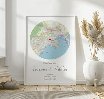The Place We Met Personalised Map Print Couples Valentines Gift, 3 of 11