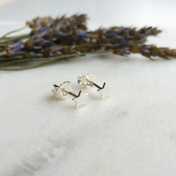 Sterling Silver 925 Solid Small Star Ear Stud Earrings, 3 of 10
