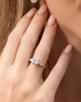 Two Ct Round Moissanite Three Stone Engagement Ring, 4 of 9