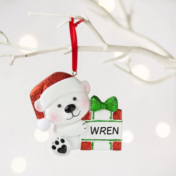 Personalised Polar Bear Christmas Decoration, 2 of 5