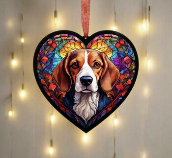 Beagle Stained Glass Effect Heart Suncatcher, 3 of 6