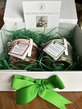 Large Fresh Herb Sea Salt Seasoning Gift Box Containing Two X 100g Kilner Of Any Flavour, 3 of 3