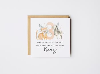 Personalised 1st Birthday Tiger Zebra Card, 2 of 5