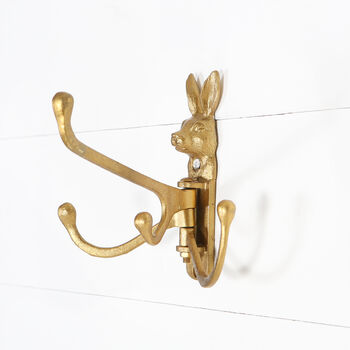 Rabbit Hare Multi Wall Hook, Brass Effect, 3 of 4
