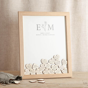 Floral Line Drawing Foiled Drop Top Frame Wedding Guest Book, 3 of 6