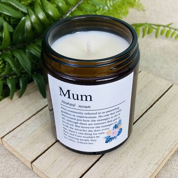 Personalised Mothers Day Mum Definition Amber Candle, 2 of 5