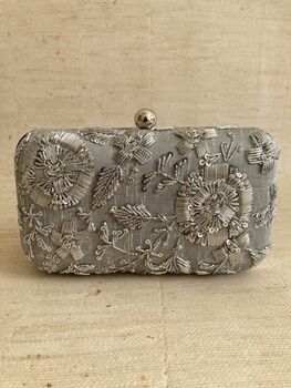 Grey Handcrafted Rectangular Clutch Bag, 4 of 10