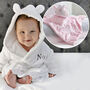 Personalised White Baby Gown And Unicorn Comforter Set, thumbnail 1 of 12