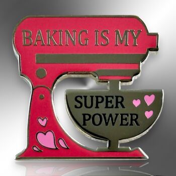Baking Is My Superpower Retro Stand Mixer Hard Enamel Pin, 4 of 9